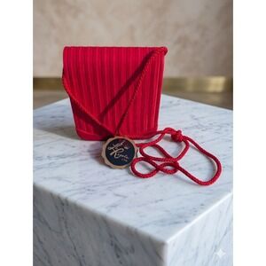 Vintage La Regale Red Pleated Satin Crossbody Evening Bag NWT Coquette Glamour